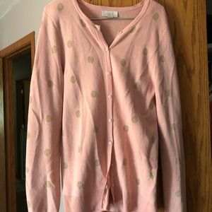 LAST CHANCE Loft pink with gold polka dots cardigan